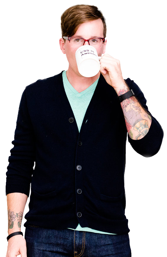 A photo of Ryan drinking a cup of coffee